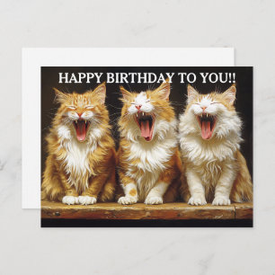 Carte Postale Joyeux Anniversaire Trois Chats Roux Chantants  