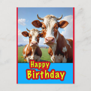 Carte Postale joyeux anniversaire vaches
