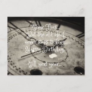 Carte Postale Joyeux Anniversaire Vieille Horloge Vintage Drôle