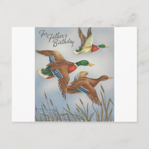 Carte Postale Joyeux Anniversaire Vintage Pour Père Avec Canards