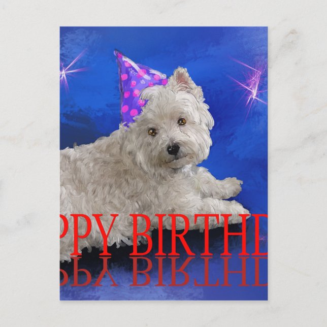 Carte Postale Joyeux anniversaire Westie (Devant)