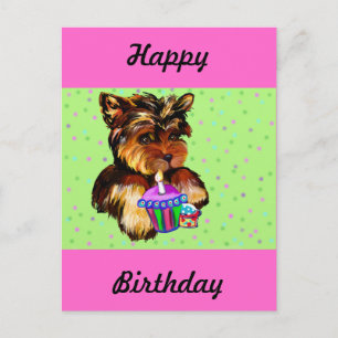 CARTE POSTALE JOYEUX ANNIVERSAIRE YORKIE POO