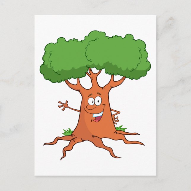 Carte Postale joyeux arbre de dessin animé (Devant)