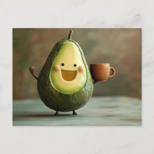 Carte Postale Joyeux Avocado jouissant d'une coupe de thé