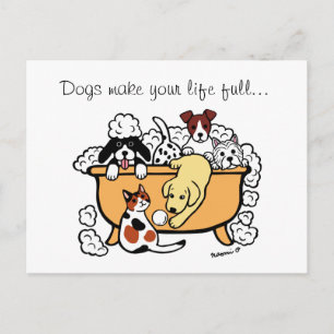 Carte Postale Joyeux bain temps Jaune Labrador Cartoon