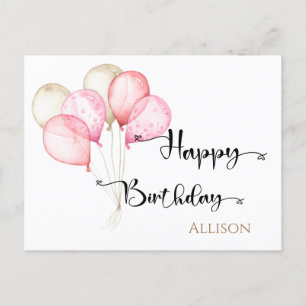 Carte Postale Joyeux Ballons d'aquarelle d'anniversaire