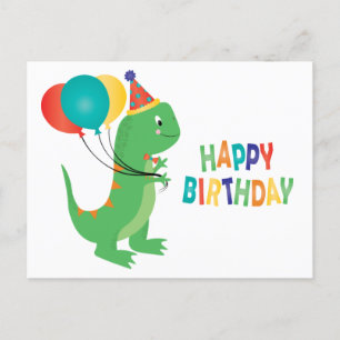 Carte Postale Joyeux Ballons Dinosaures Anniversaire