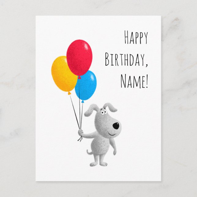 Carte Postale Joyeux Balloons Chien Chien Chiot Anniversaire (Devant)