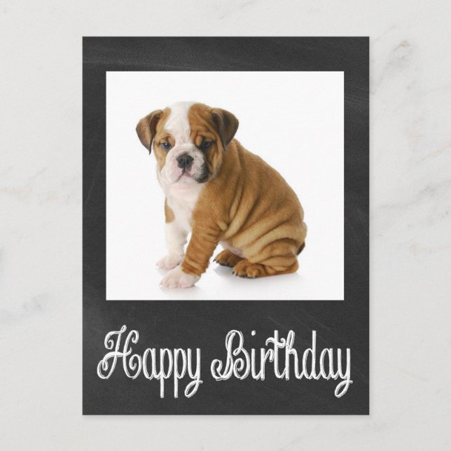 Carte postale Joyeux Birthday Bulldog Puppy Chalkb (Devant)