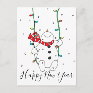 Carte Postale Joyeux bonhomme de neige du Nouvel An