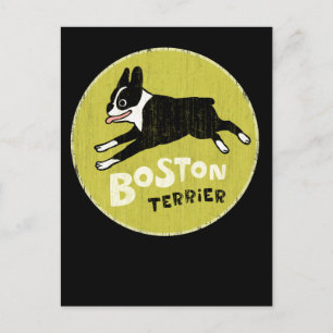 Carte Postale Joyeux Boston Terrier Dog Running