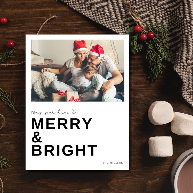 Carte Postale Joyeux Bright Photo de famille Noël (Merry Bright Family Photo Christmas Holiday Postcard)
