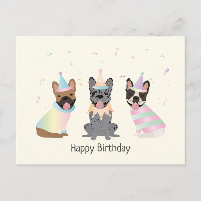 Carte Postale Joyeux Bulldogs français (Devant)