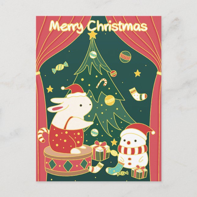 Carte Postale Joyeux Bunnies de Noël (Devant)