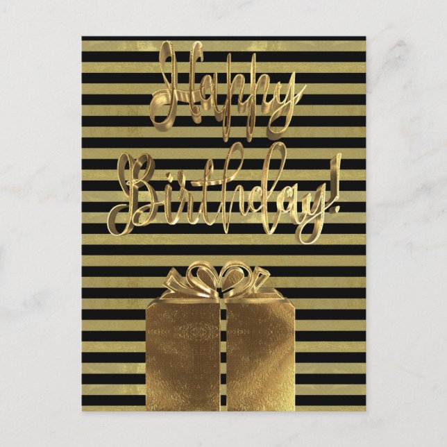 Carte Postale Joyeux cadeau d'anniversaire Black Gold Typographi (Devant)