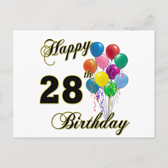 Carte Postale Joyeux cadeau d'anniversaire de 28e anniversaire a (Devant)