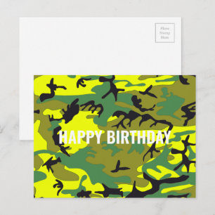 Carte Postale Joyeux Camouflage Jaune Vert Abstrait