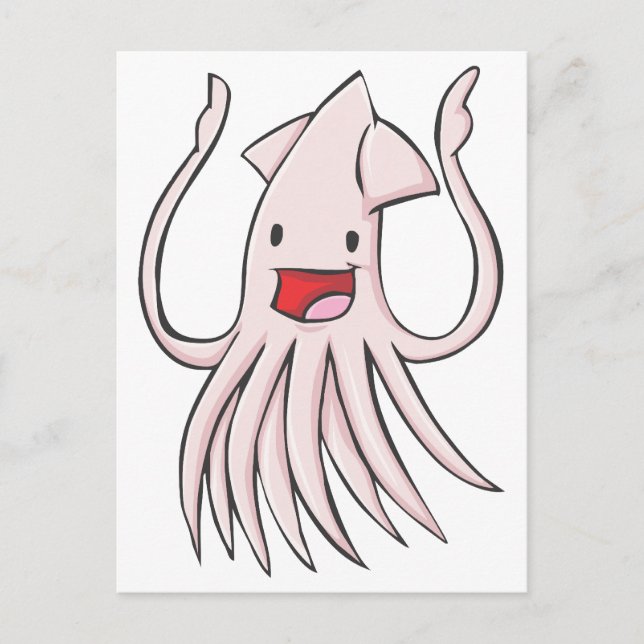 Carte Postale Joyeux caricature de calmar géant (Devant)