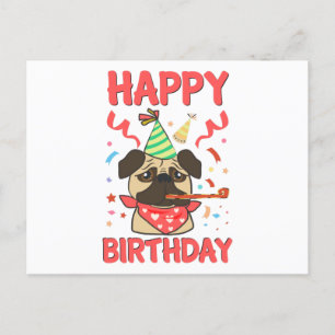 Carte Postale Joyeux Carlin d'anniversaire Bulldog