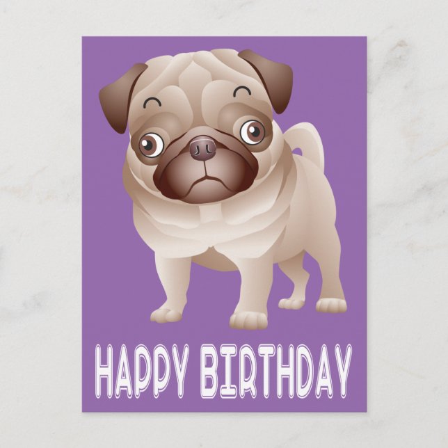 Carte Postale Joyeux Carlin d'anniversaire Chien Chien Chien Vio (Devant)