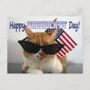 Carte Postale Joyeux Chat Cool de la fête des présidents avec ca