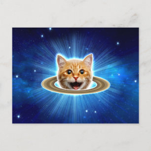 Carte Postale Joyeux chat dans l'espace.