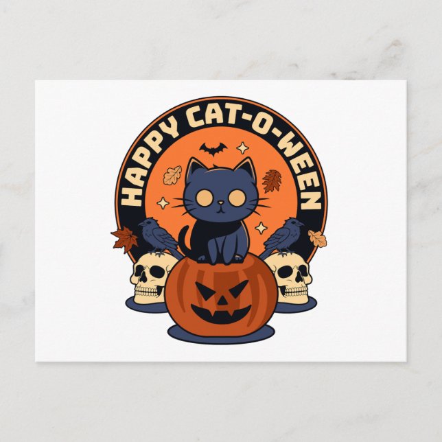 Carte Postale Joyeux chat-O-Ween (Devant)