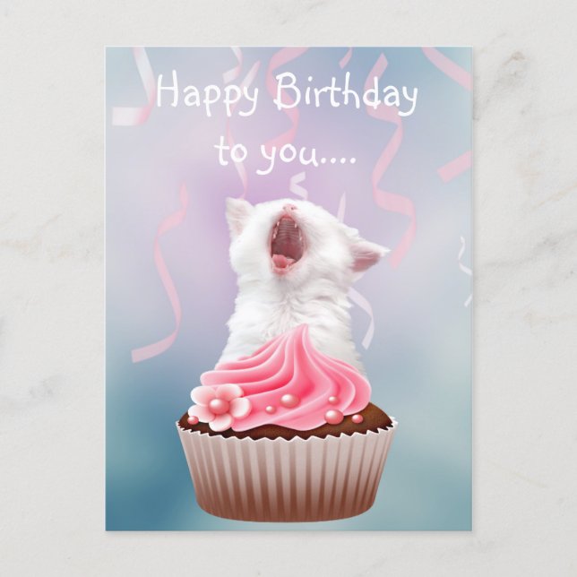 Carte Postale Joyeux chaton d'anniversaire (Devant)