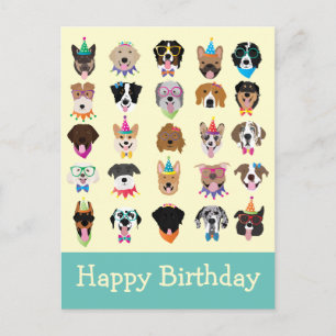Carte Postale Joyeux Chien d'Anniversaire Face À Des Animaux Vai