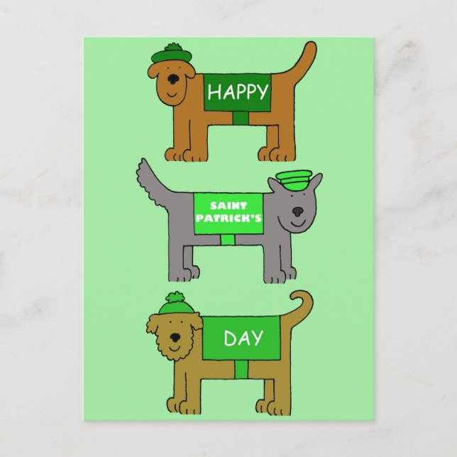 Carte Postale Joyeux chien de caricature de la Saint Patrick (Devant)