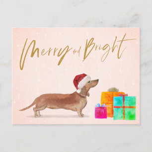 Carte Postale Joyeux chien de Noël Dachshund