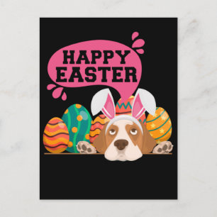 Carte Postale Joyeux Chien de Pâques Chiens Drôle Bunny
