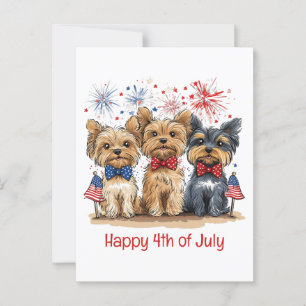 Carte Postale Joyeux Chiens 4 juillet Yorkshire Terrier