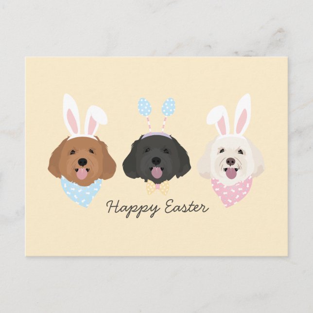 Carte Postale Joyeux Chiens de Pâques (Devant)