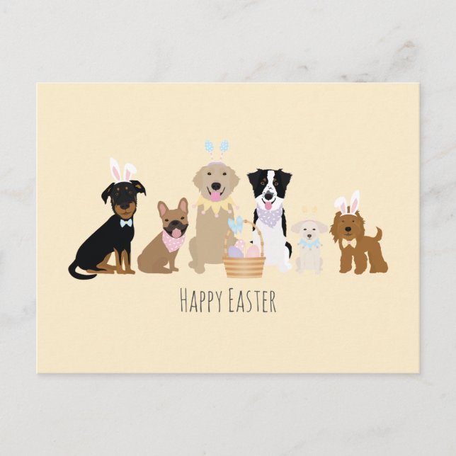 Carte Postale Joyeux Chiens de Pâques (Devant)