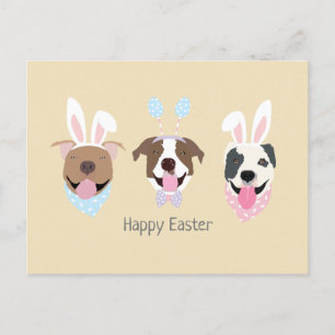 Carte Postale Joyeux Chiens de Pâques American Pit Bull Terrier