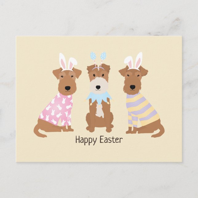 Carte Postale Joyeux Chiens de Terrier gallois de Pâques (Devant)