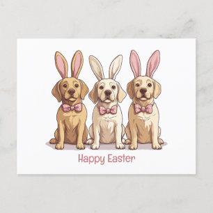 Carte Postale Joyeux Chiens de trieur du Labrador jaune de Pâque