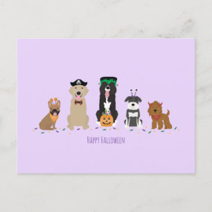 Carte Postale Joyeux Chiens d'Halloween violet