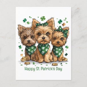Carte Postale Joyeux Chiens du Yorkshire Terrier de St. Patrick'