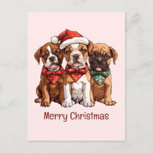Carte Postale Joyeux Chiens en boîte de Noël