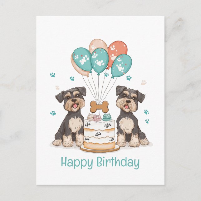 Carte Postale Joyeux Chiens Schnauzer (Devant)