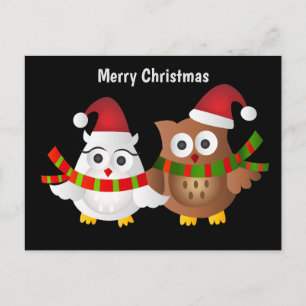 Carte Postale Joyeux Chouettes de Noël
