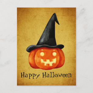 Carte Postale Joyeux Citrouille de sorcière Halloween