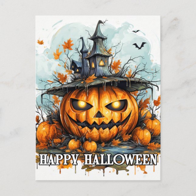 Carte Postale Joyeux Citrouille d'Halloween (Devant)