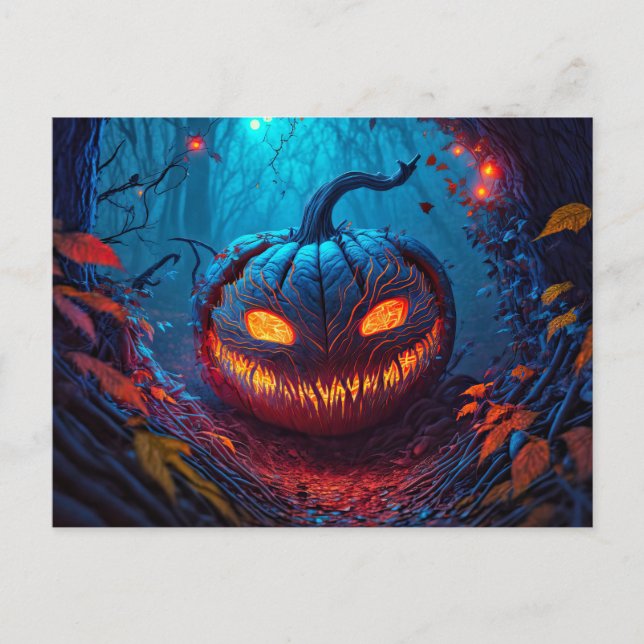 Carte Postale Joyeux Citrouille d'Halloween Éffrayant (Devant)