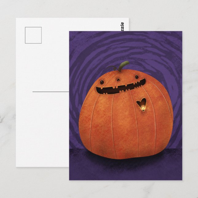 Carte Postale Joyeux Citrouille Halloween Jack-o'-lantern (Devant / Derrière)