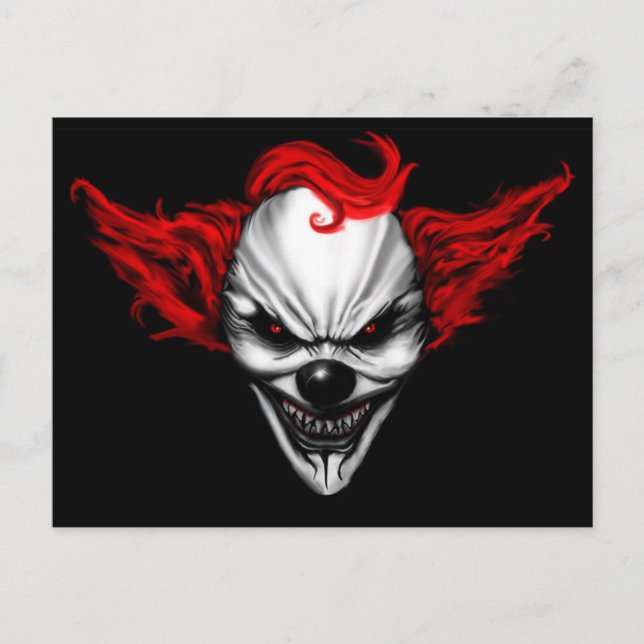 Carte Postale Joyeux Clown du mal Cheveux rouges (Devant)