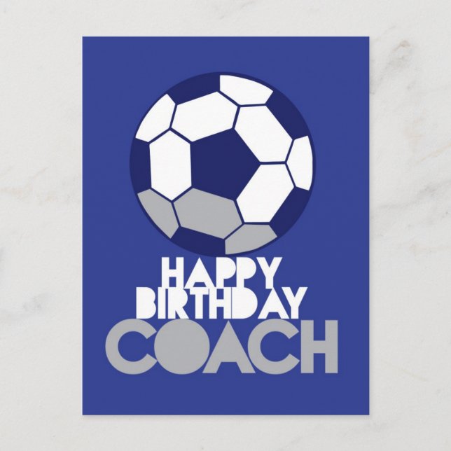 Carte Postale Joyeux COACH d'anniversaire avec ballon de footbal (Devant)