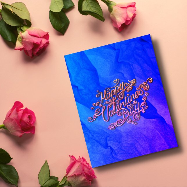 Carte Postale Joyeux coeur bleu de la Saint-Valentin (Créateur téléchargé)
